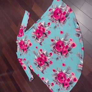 Turquoise and pink floral dress